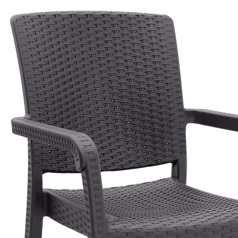 Polypropylene armchair with rattan  in brown color 56x60x86,5cm.