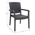 Polypropylene armchair with rattan  in brown color 56x60x86,5cm.