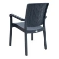 Polypropylene armchair with rattan  in grey color 56x60x86,5cm.