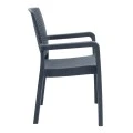 Polypropylene armchair with rattan  in grey color 56x60x86,5cm.