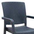 Polypropylene armchair with rattan  in grey color 56x60x86,5cm.