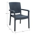 Polypropylene armchair with rattan  in grey color 56x60x86,5cm.