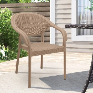 Polypropylene armchair with rattan in beige color 63x63x81,5cm.