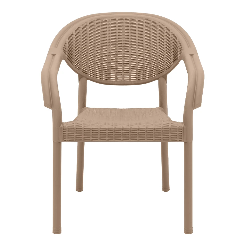 Polypropylene armchair with rattan in beige color 63x63x81,5cm.