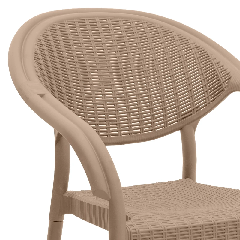 Polypropylene armchair with rattan in beige color 63x63x81,5cm.
