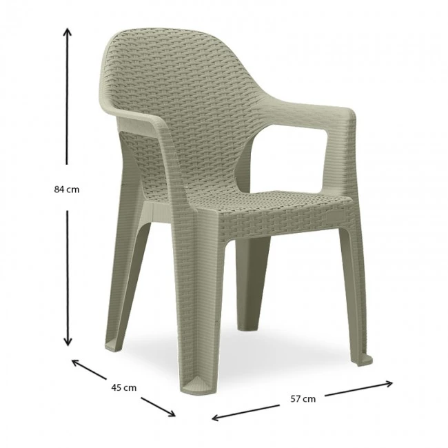 Mandella garden plastic armchair in beige color 60x57x84cm.