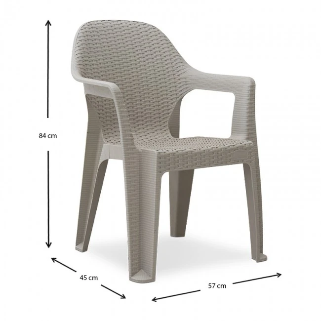 Mandella garden plastic armchair in grey color 60x57x84cm.