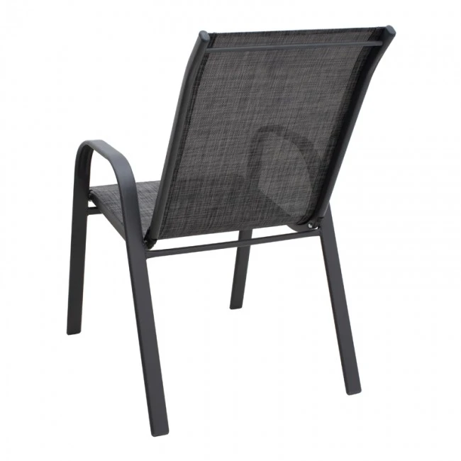 Πολυθρόνα κήπου μεταλλική χρώμα γκρι με αδιάβροχο ύφασμα textline σε μαύρο γκρι χρώμα 53x75x88εκ.