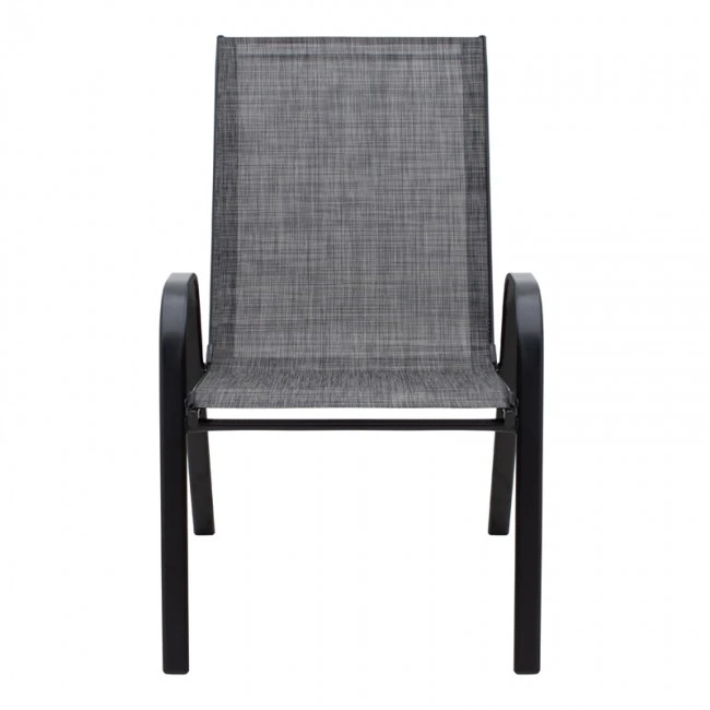 Πολυθρόνα κήπου μεταλλική χρώμα γκρι με αδιάβροχο ύφασμα textline σε μαύρο γκρι χρώμα 53x75x88εκ.