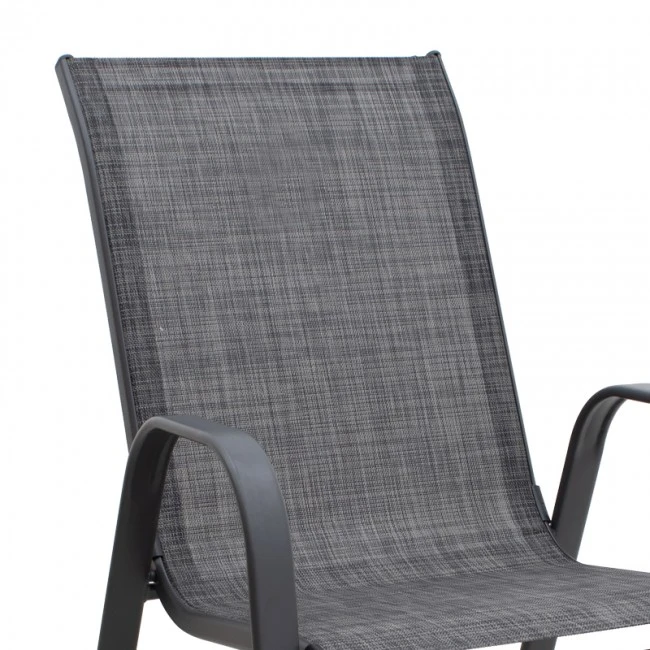 Πολυθρόνα κήπου μεταλλική χρώμα γκρι με αδιάβροχο ύφασμα textline σε μαύρο γκρι χρώμα 53x75x88εκ.