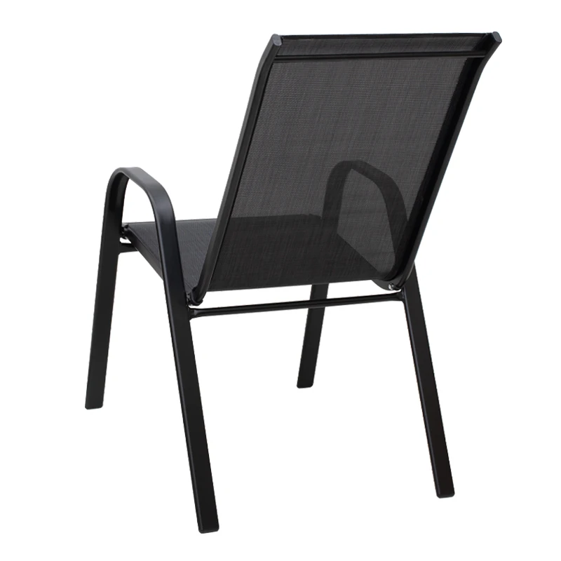 Metal garden armchair in black color with waterproof textline fabric in dark gray color 56x68x93cm