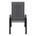 Metal garden armchair in black color with waterproof textline fabric in dark gray color 56x68x93cm