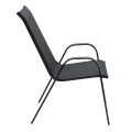 Metal garden armchair in black color with waterproof textline fabric in dark gray color 56x68x93cm