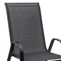 Metal garden armchair in black color with waterproof textline fabric in dark gray color 56x68x93cm