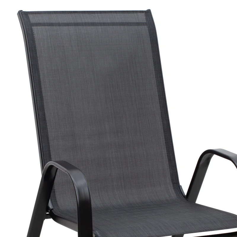 Metal garden armchair in black color with waterproof textline fabric in dark gray color 56x68x93cm