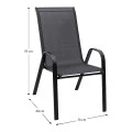 Metal garden armchair in black color with waterproof textline fabric in dark gray color 56x68x93cm