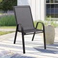 Metal garden armchair with textline upholstery color black brown 56x68x93cm.
