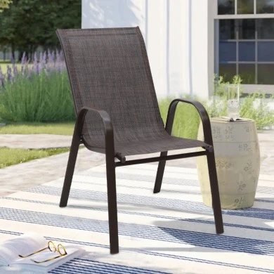 Metal garden armchair with textline color brown metal - brown textline 53x75x88cm.