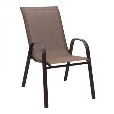 Metal garden armchair with textline color brown metal - brown textline 53x75x88cm.