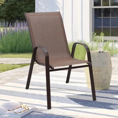 Metal garden armchair with textline color brown metal - brown textline 53x75x88cm.