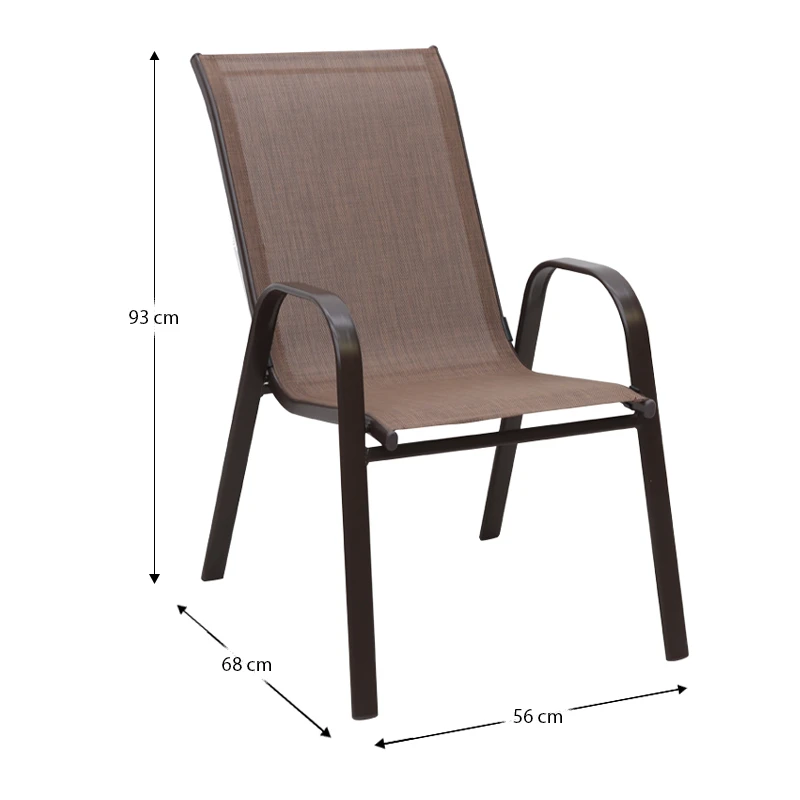 Metal garden armchair with textline color brown metal - brown textline 53x75x88cm.