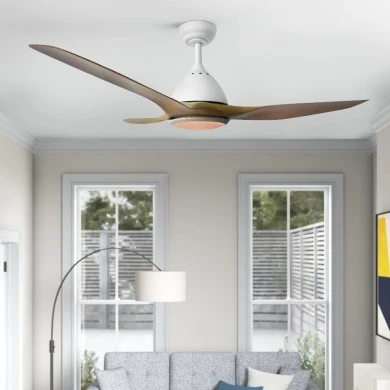 Ανεμιστήρας οροφής FANKVN30G με τηλεχειριστήριο και Led Dimmable - DC40W - ABS χρώμα λευκό/φυσικό 3 πτερύγια 130εκ.