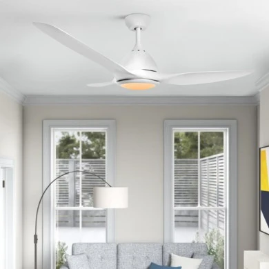 Ceiling fan FANKVWH20G with remote control and Dimmable Led - DC40W - ABS white color 3 blades 130cm.