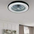 Ceiling fan - Ceiling light FANOKBL10G with remote control and Dimmable Led - DC22W - ABS color black Ø50cm.