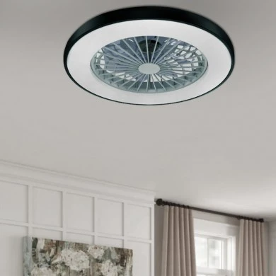 Ceiling fan - Ceiling light FANOKBL20G SMART with remote control and Dimmable Led - DC22W - ABS color black Ø50cm.