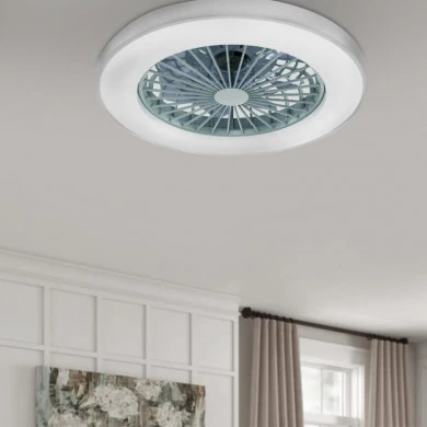 Ceiling fan - Ceiling light FANOKWH10G with remote control and Dimmable Led - DC22W - ABS color white Ø50cm.