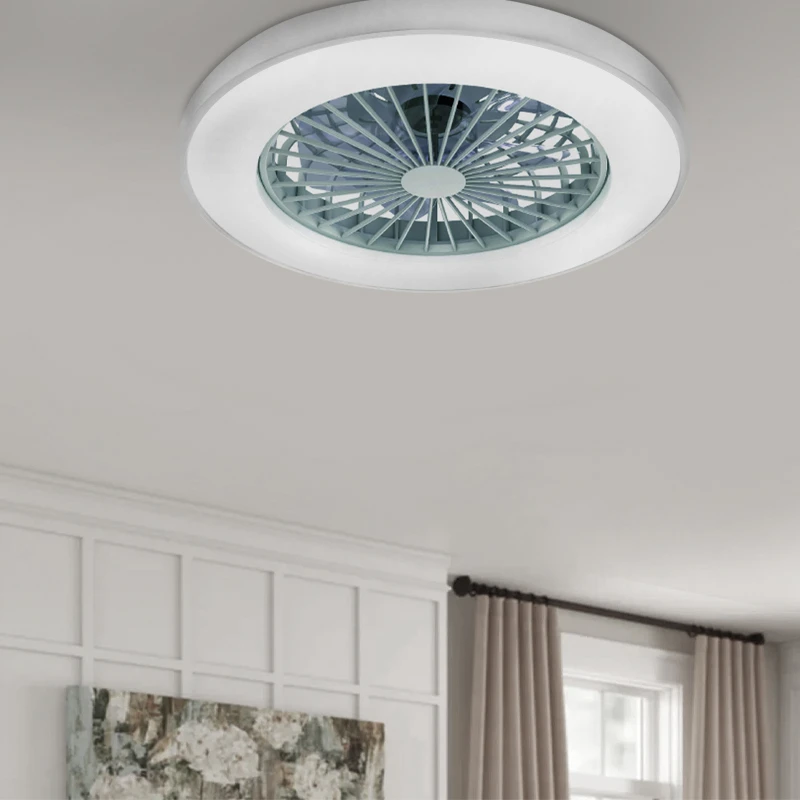 Ceiling fan - Ceiling light FANOKWH10G with remote control and Dimmable Led - DC22W - ABS color white Ø50cm.