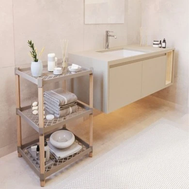 Floor shelf wooden - plastic color natural - beige 45x38x79cm.