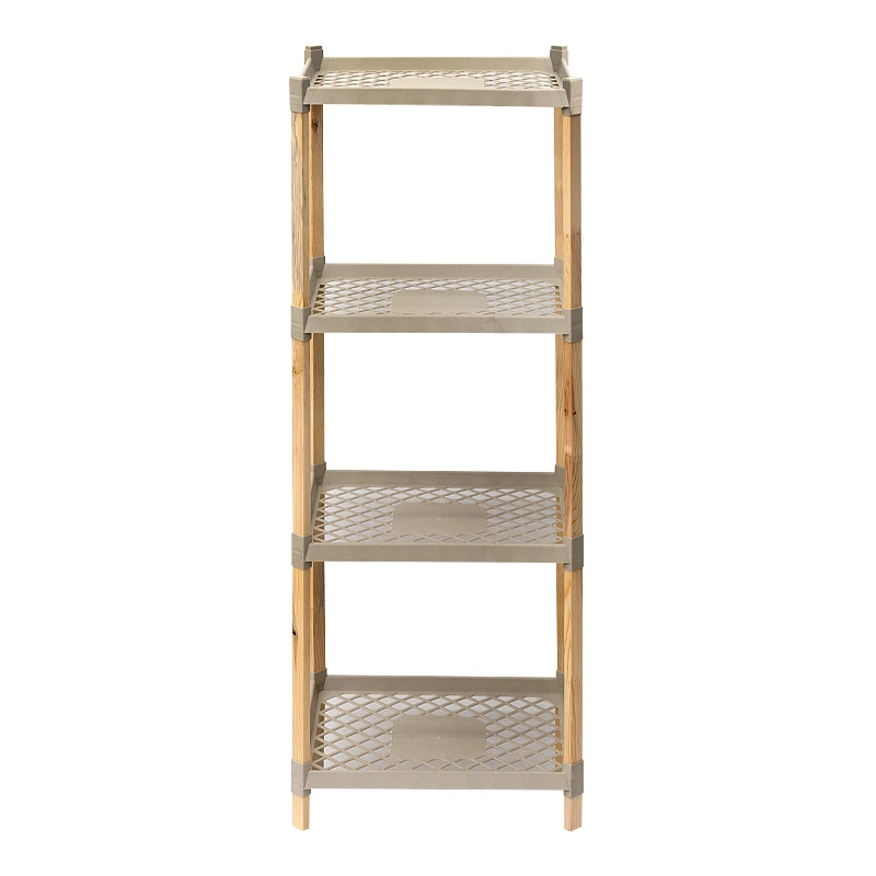 Floor shelf wooden - plastic color natural - beige 45x38x112cm.