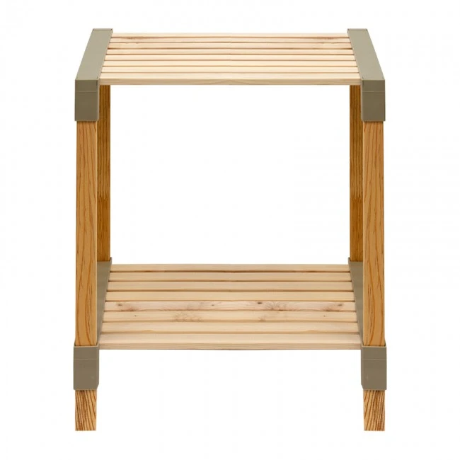 Side table - Floor shelf wooden - plastic color natural - beige 41x33x45cm.