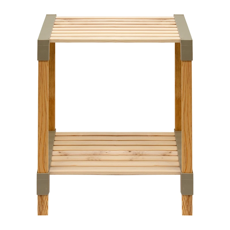 Side table - Floor shelf wooden - plastic color natural - beige 41x33x45cm.