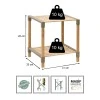 Side table - Floor shelf wooden - plastic color natural - beige 41x33x45cm.