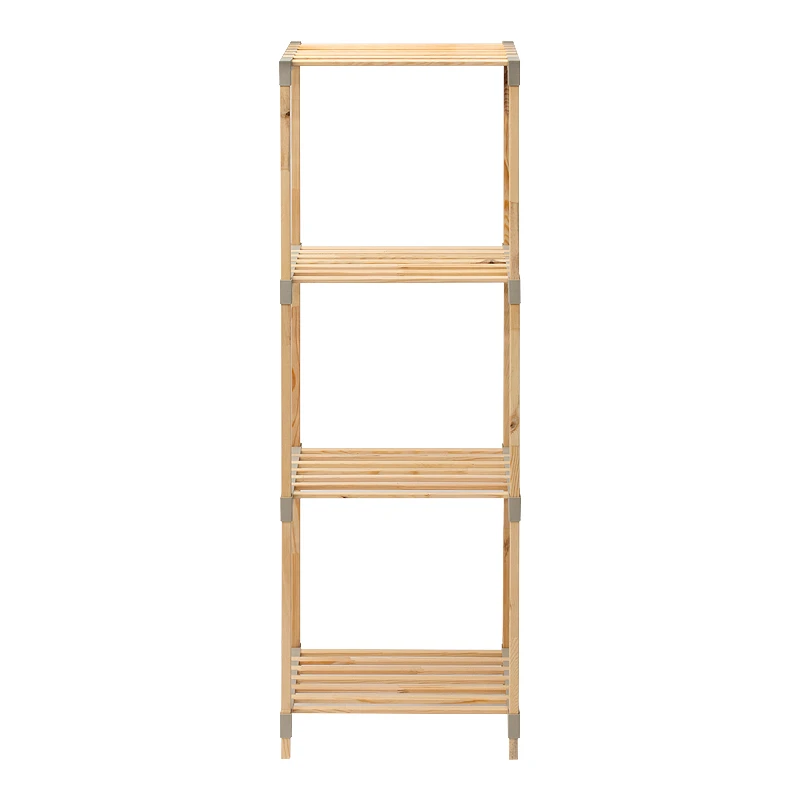 Floor shelf wooden - plastic color natural - beige 38x30x116cm.