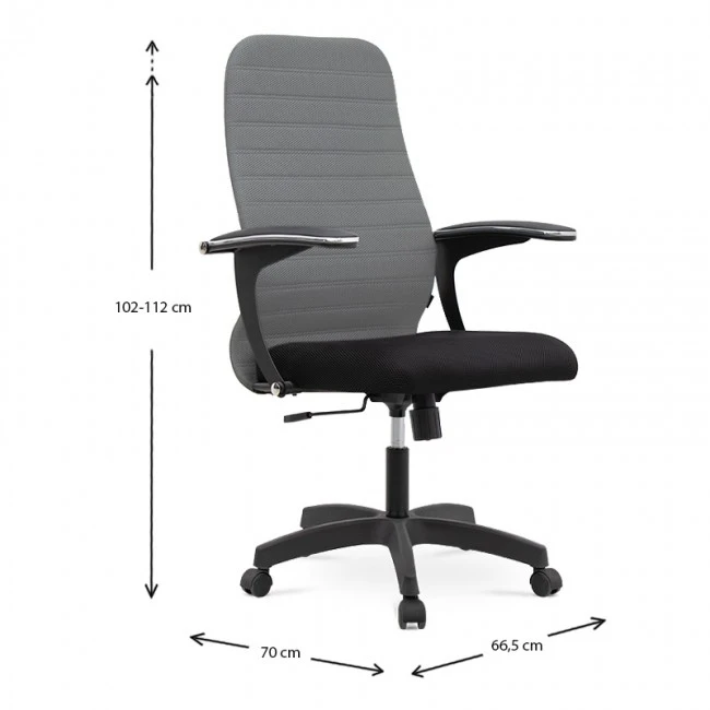 Melani Megapap office chair with double Mesh fabric in grey - black color 66,5x70x102/112cm.