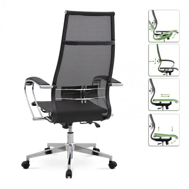 Berta Megapap ergonomic office chair with Mesh fabric in black 66,5x70x113,3/131cm.