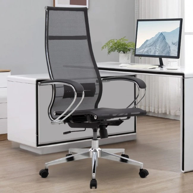 Berta Megapap ergonomic office chair with Mesh fabric in black 66,5x70x113,3/131cm.
