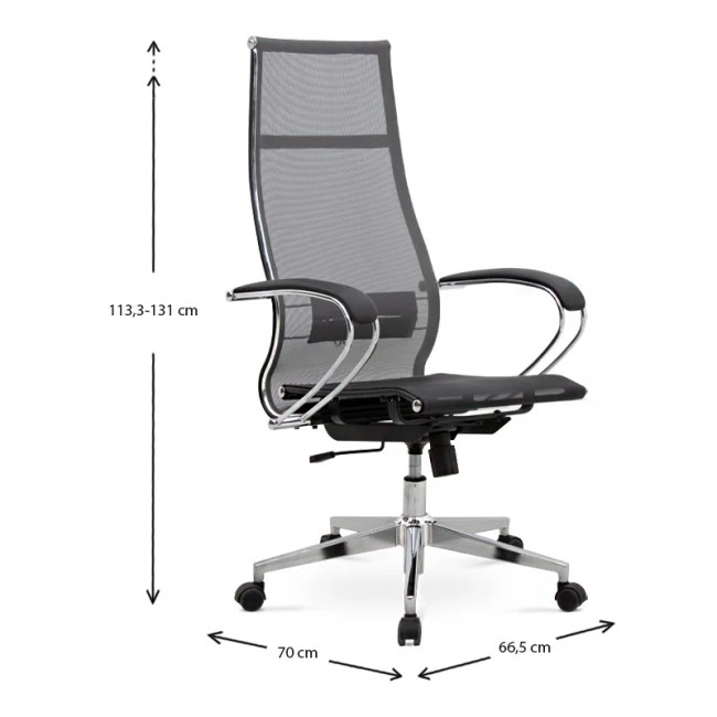 Berta Megapap ergonomic office chair with Mesh fabric in grey - black 66,5x70x113,3/131cm.