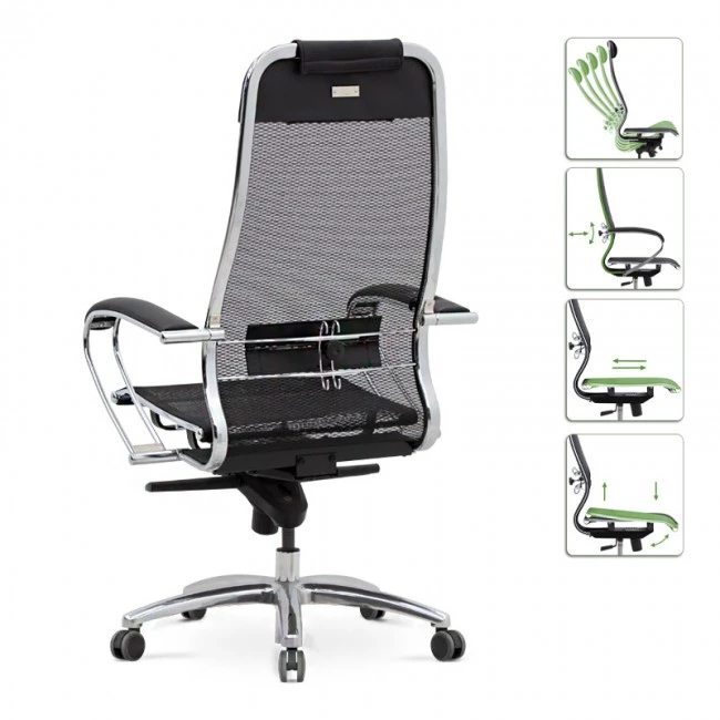 Samurai-2 Megapap ergonomic office chair with Mesh fabric in black 70x70x124/134cm.