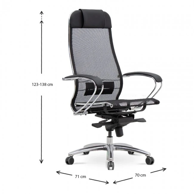 Samurai-2 Megapap ergonomic office chair with Mesh fabric in black 70x70x124/134cm.