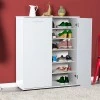 Ultra Megapap cupboard - shoe rack of 2 pairs double-leaf in white 91x35x108cm.