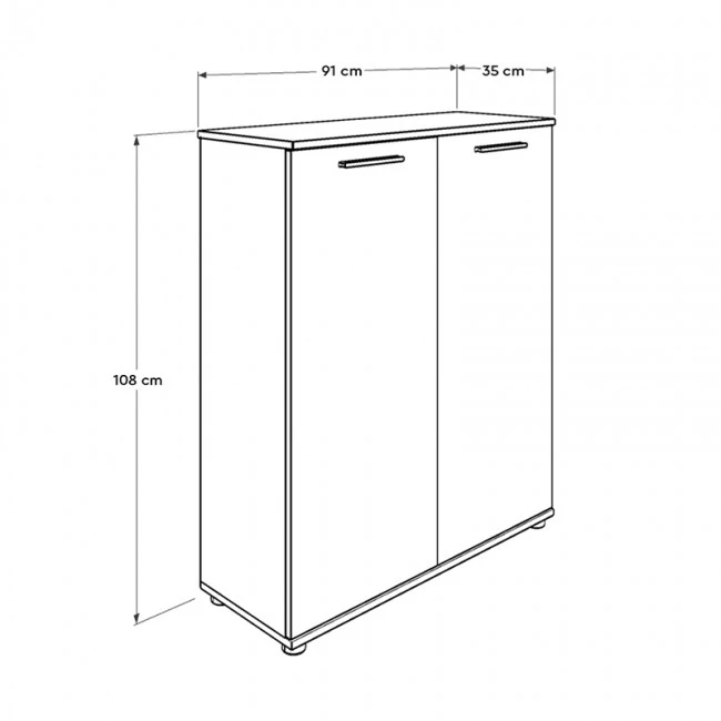 Ultra Megapap cupboard - shoe rack of 2 pairs double-leaf in white 91x35x108cm.