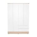 Ντουλάπα ρούχων Base Megapap τετράφυλλη με συρτάρια σε χρώμα λευκό - sonoma 137x52x198εκ.