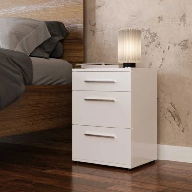 Trendline Megapap bedside table - chest of drawers in white color 40x39x57cm.