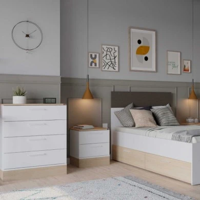 Base Megapap bedside table in white - sonoma 45x40x52cm.