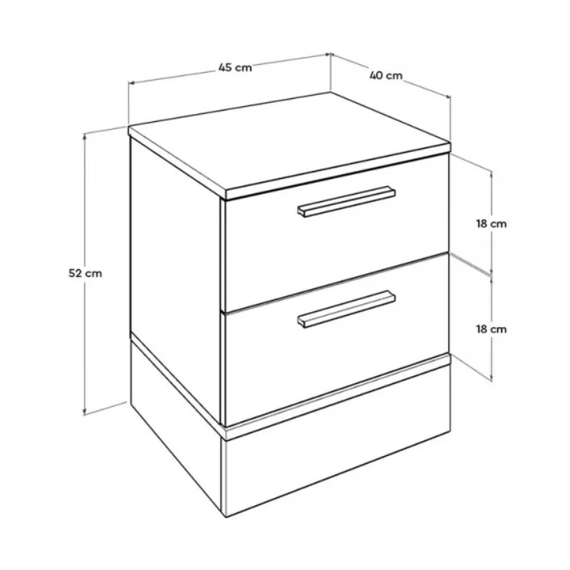 Base Megapap bedside table in white - sonoma 45x40x52cm.