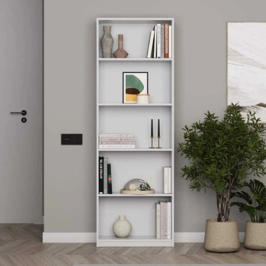 Βιβλιοθήκη Max Megapap χρώμα λευκό 58x23x170εκ.